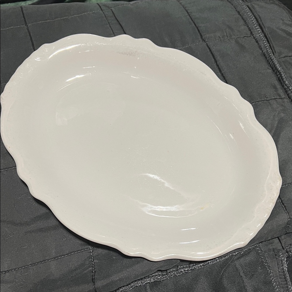 Homer Laughlin White Scalloped Oval Platter